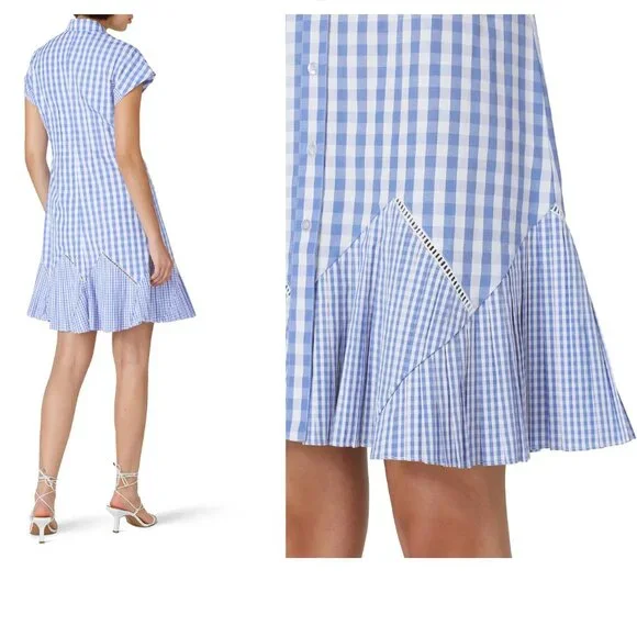 *Size 0 - THAKOON - Blue Gingham Mini Cotton Dress Rent the Runway RTR $395 msrp - Picture 2 of 13